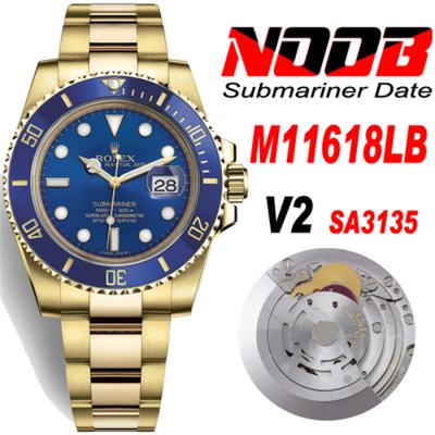 NOOB V2 SA3135 Automatic Mens Watch 18K YG Blue Di...