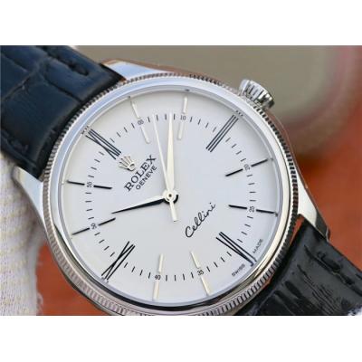 BSF Cellini Time 50509 A3132 Automatic Mens Watch White Dial Leather Strap Best Edition