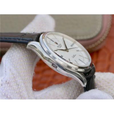 BSF Cellini Time 50509 A3132 Automatic Mens Watch White Dial Leather Strap Best Edition