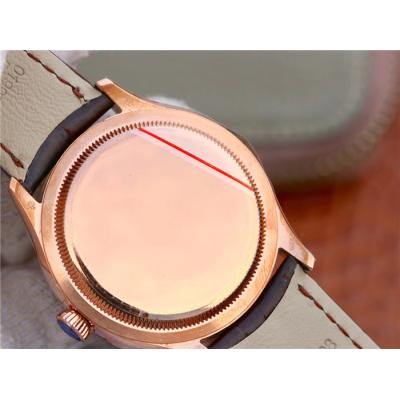 BSF Cellini Time 50505 A3132 Automatic Mens Watch Rose Gold White Dial Leather Strap Best Edition