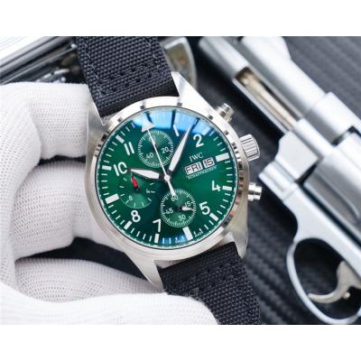 Replica Pilot Japan Quartz Chronograph Movement Mens Watch Green Dial Nylon Strap E173