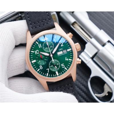 Replica Pilot Japan Quartz Chronograph Movement Mens Watch Green Dial Nylon Strap E173