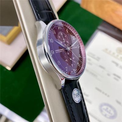 Replica Portugieser 7750 Automatic Movement Mens Watch Red Dial Leather Strap E177