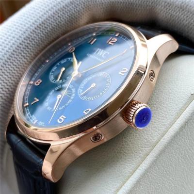 Replica Portugieser A21j Automatic Movement Mens Watch Blue Dial Leather Strap A E178