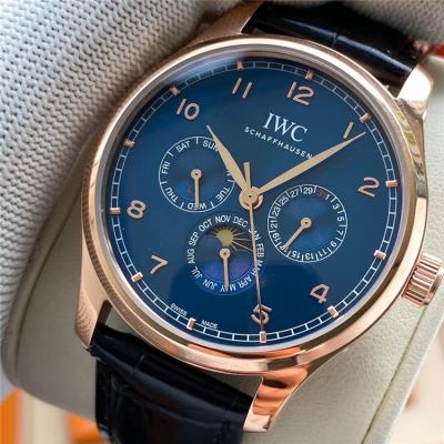 Replica Portugieser A21j Automatic Movement Mens Watch Blue Dial Leather Strap A E178