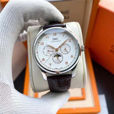 Replica Portugieser A21j Automatic Movement Mens Watch White Dial Leather Strap B E178