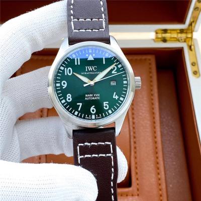 Replica Pilot A21j Automatic Movement Mens Watch Green Dial Leather Strap E181