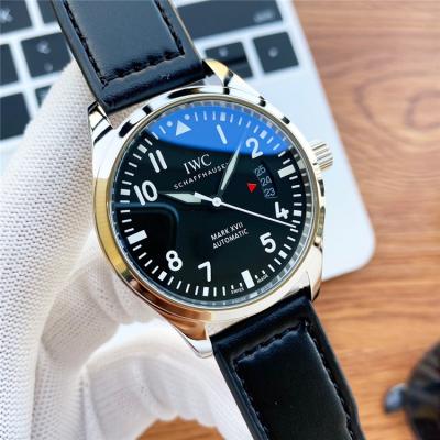 Replica Pilot Japan Miyota 8215 Automatic Mens Watch Black Dial Leather Strap A E186