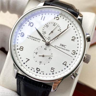 Replica Portugieser A21j Automatic Movement Mens Watch White Dial Leather Strap E189