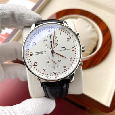 Replica Portugieser A21j Automatic Movement Mens Watch White Dial Leather Strap E189