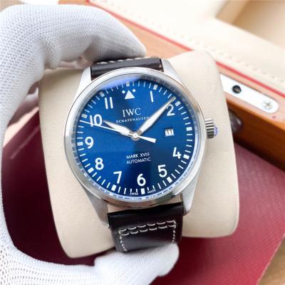 Replica Pilot A21j Automatic Movement Mens Watch Blue Dial Leather Strap A E190