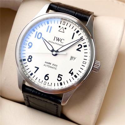 Replica Pilot A21j Automatic Movement Mens Watch White Dial Leather Strap B E190