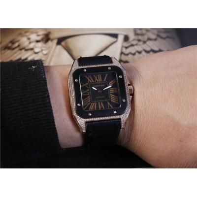 Replica Santos A21j Automatic Movement Mens Watch Black Dial Nylon Leather E05