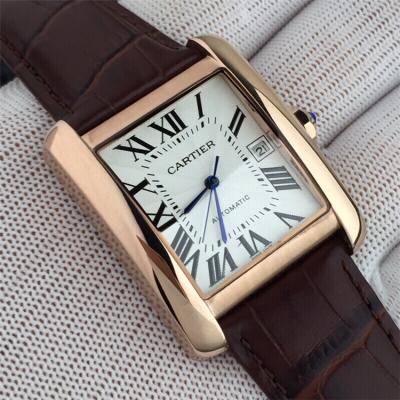 Replica Tank Japan Miyota 8215 Automatic Movement Mens Watch White Dial Leather Strap A E20