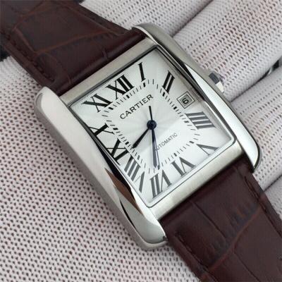 Replica Tank Japan Miyota 8215 Automatic Movement Mens Watch Black Dial Leather Strap B E20