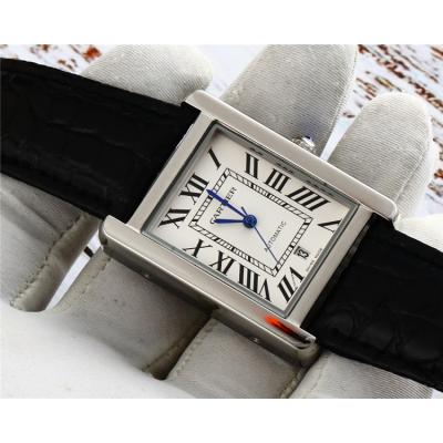 Replica Tank A21j Automatic Movement Mens Watch White Dial Leather Strap A E28