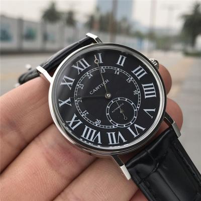 Replica Ronde A21j Automatic Movement Mens Watch White Dial Leather Strap E37