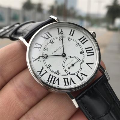 Replica Ronde A21j Automatic Movement Mens Watch White Dial Leather Strap E37