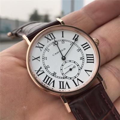 Replica Ronde A21j Automatic Movement Mens Watch White Dial Leather Strap E37