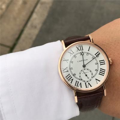 Replica Ronde A21j Automatic Movement Mens Watch White Dial Leather Strap E37