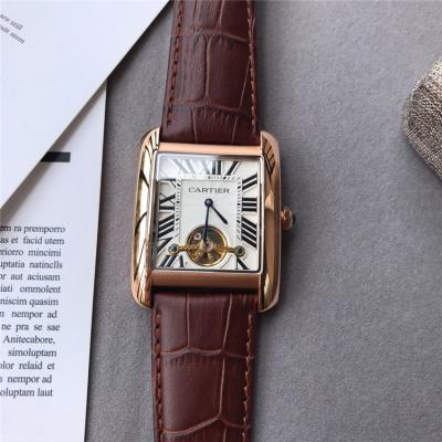 Replica Tank A2813 Automatic Movement Mens Watch White Dial Leather Strap E58