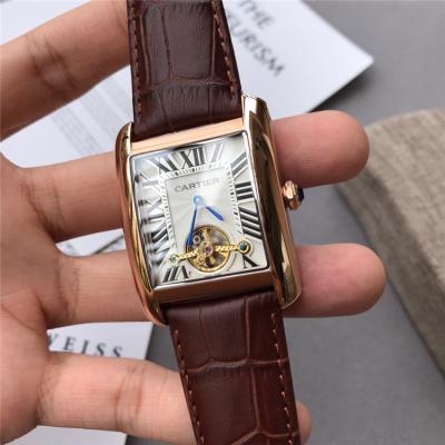 Replica Tank A2813 Automatic Movement Mens Watch White Dial Leather Strap E58