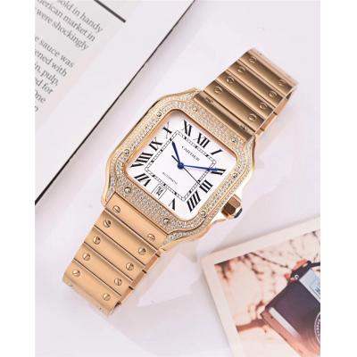 Replica Santos A21j Automatic Movement Mens Watch White Dial Rose Gold A E61