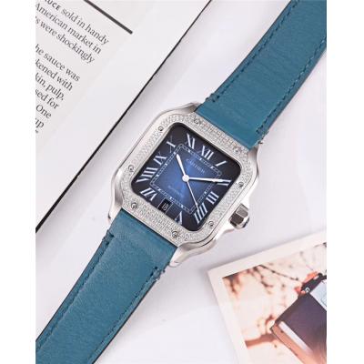 Replica Santos A21j Automatic Movement Mens Watch Blue Dial Leather Strap C E61