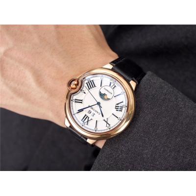 Replica Ballon Bleu A21j Automatic Movement Mens Watch White Dial Leather Strap E65