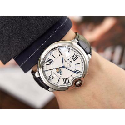 Replica Ballon Bleu A21j Automatic Movement Mens Watch White Dial Leather Strap E65