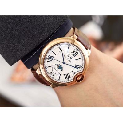 Replica Ballon Bleu A21j Automatic Movement Mens Watch White Dial Leather Strap E65