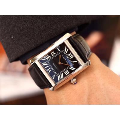 Replica Tank A21j Automatic Movement Mens Watch Black Dial Leather Strap B E66