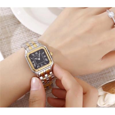 Replica Panthère Swiss Quartz Movement Womens Watch Black Dial Two Tone Yellow Gold A E68