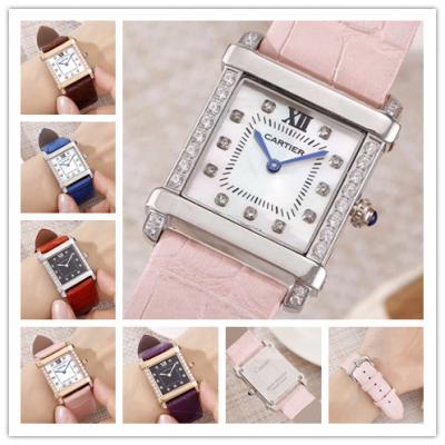 Replica Tank Swiss Quartz Movement Womens Watch White Dial Leather Strap A E69