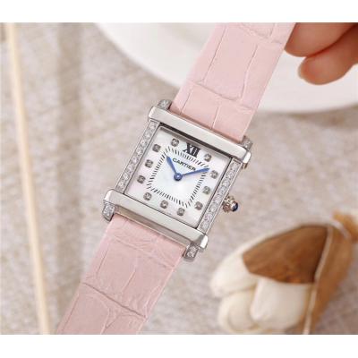 Replica Tank Swiss Quartz Movement Womens Watch White Dial Leather Strap A E69