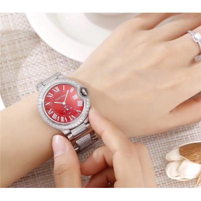 Replica Ballon Bleu Swiss Quartz Movement Womens Watch Red Dial Stainless Steel A E70