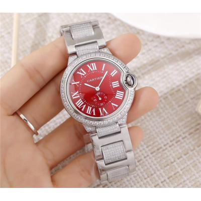 Replica Ballon Bleu Swiss Quartz Movement Womens Watch Red Dial Stainless Steel A E70