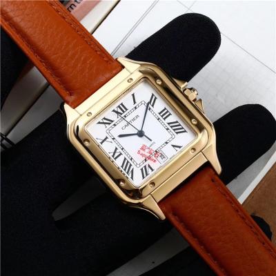 Replica Panthère Swiss Quartz Movement Mens Watch White Dial Leather Strap A E72