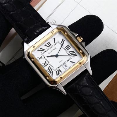 Replica Panthère Swiss Quartz Movement Mens Watch White Dial Leather Strap A E72