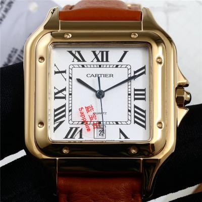 Replica Panthère Swiss Quartz Movement Mens Watch White Dial Leather Strap A E72