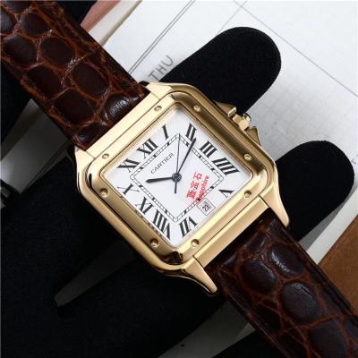 Replica Panthère Swiss Quartz Movement Mens Watch White Dial Leather Strap A E72