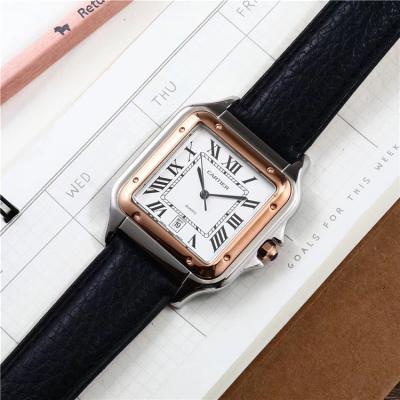 Replica Panthère Swiss Quartz Movement Mens Watch White Dial Leather Strap B E72