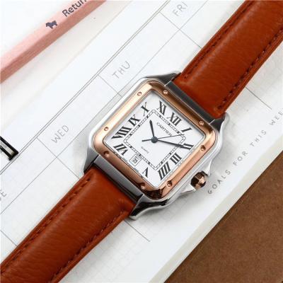 Replica Panthère Swiss Quartz Movement Mens Watch White Dial Leather Strap B E72