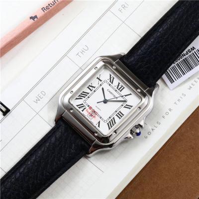 Replica Panthère Swiss Quartz Movement Mens Watch White Dial Leather Strap B E72