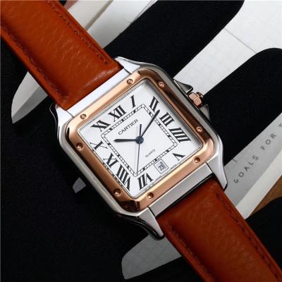 Replica Panthère Swiss Quartz Movement Mens Watch White Dial Leather Strap B E72