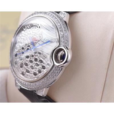 Replica Panthère Swiss Quartz Movement Womens Watch Cheetah With Diamond Dial Leather Strap B E74