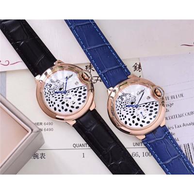 Replica Panthère Swiss Quartz Movement Womens Watch Cheetah Dial Leather Strap B E86