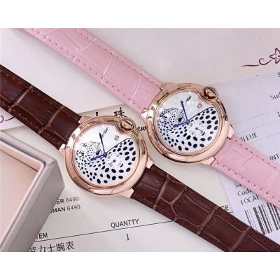 Replica Panthère Swiss Quartz Movement Womens Watch Cheetah Dial Leather Strap B E86