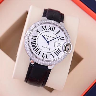 Replica Ballon Bleu A21j Automatic Movement Mens Watch White Dial Leather Strap A E87