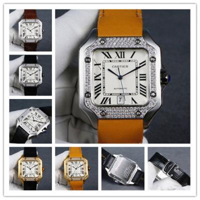 Replica Santos Japan Miyota 8215 Automatic Movement Mens Watch White Dial Leather Strap A E89